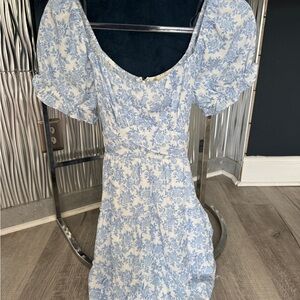 Altar'd State Blue and White Floral Mini Dress